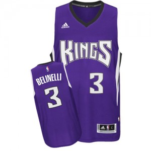 Sacramento Kings #3 Adidas Road Violet Swingman Maillot d'équipe de NBA magasin d'usine - Marco Belinelli pour Homme