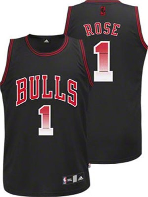 Maillot NBA Chicago Bulls #1 Derrick Rose Noir Adidas Authentic Vibe - Homme
