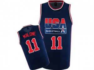 Maillot NBA Authentic Karl Malone #11 Team USA 2012 Olympic Retro Bleu marin - Homme