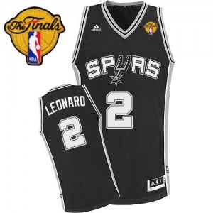 Maillot NBA Swingman Kawhi Leonard #2 San Antonio Spurs Road Finals Patch Noir - Enfants