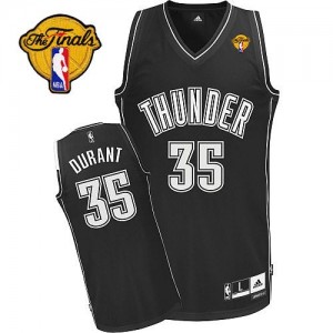 Maillot NBA Noir Blanc Kevin Durant #35 Oklahoma City Thunder Finals Patch Authentic Homme Adidas