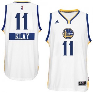 Maillot NBA Golden State Warriors #11 Klay Thompson Blanc Adidas Authentic 2014-15 Christmas Day - Homme