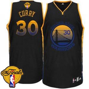 Maillot Authentic Golden State Warriors NBA Vibe 2015 The Finals Patch Noir - #30 Stephen Curry - Homme