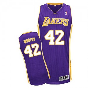 Maillot NBA Authentic James Worthy #42 Los Angeles Lakers Road Violet - Homme