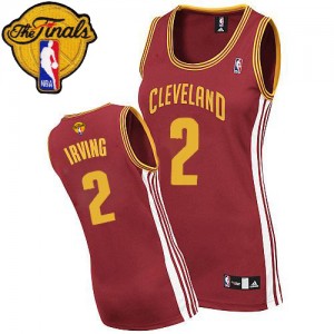 Maillot NBA Cleveland Cavaliers #2 Kyrie Irving Vin Rouge Adidas Authentic Road 2015 The Finals Patch - Femme