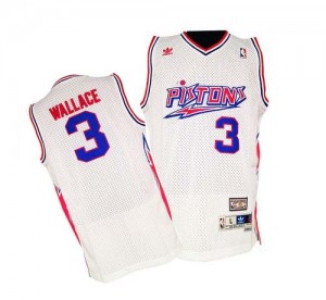 Maillot NBA Detroit Pistons #3 Ben Wallace Blanc Adidas Swingman Throwback - Homme