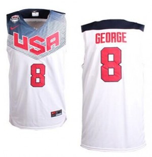 Maillot NBA Blanc Paul George #8 Team USA 2014 Dream Team Swingman Homme Nike