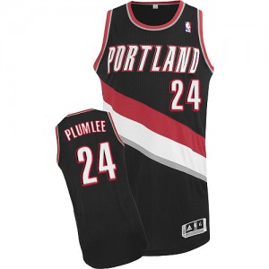Maillot NBA Noir Mason Plumlee #24 Portland Trail Blazers Road Authentic Homme Adidas