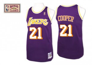Los Angeles Lakers Mitchell and Ness Michael Cooper #21 Throwback Authentic Maillot d'équipe de NBA - Violet pour Homme