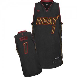 Maillot NBA Fibre de carbone noire Chris Bosh #1 Miami Heat Fashion Swingman Homme Adidas