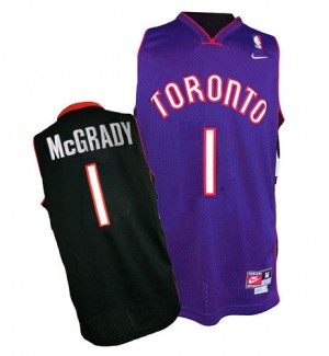 Maillot Authentic Toronto Raptors NBA Throwback Noir / Violet - #1 Tracy Mcgrady - Homme