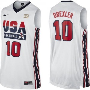 Maillot NBA Team USA #10 Clyde Drexler Blanc Nike Swingman 2012 Olympic Retro - Homme