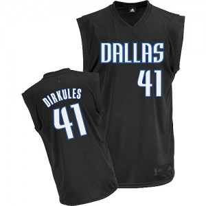 Maillot Authentic Dallas Mavericks NBA Dirkules Fashion Noir - #41 Dirk Nowitzki - Homme
