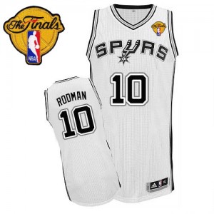 Maillot NBA Blanc Dennis Rodman #10 San Antonio Spurs Home Finals Patch Authentic Homme Adidas
