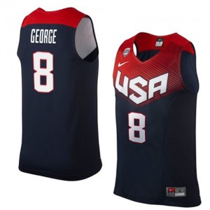 Team USA Nike Paul George #8 2014 Dream Team Authentic Maillot d'équipe de NBA - Bleu marin pour Homme