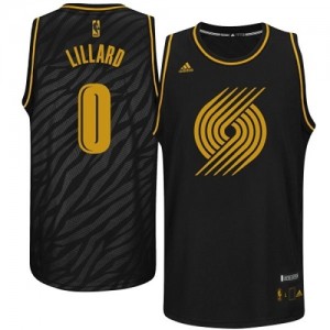 Portland Trail Blazers #0 Adidas Precious Metals Fashion Noir Authentic Maillot d'équipe de NBA Vente pas cher - Damian Lillard pour Homme