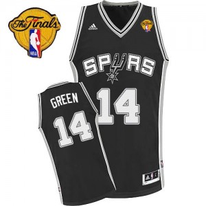 Maillot NBA San Antonio Spurs #14 Danny Green Noir Adidas Swingman Road Finals Patch - Homme