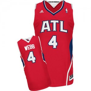 Atlanta Hawks #4 Adidas Alternate Rouge Swingman Maillot d'équipe de NBA Discount - Spud Webb pour Homme