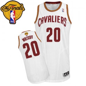 Maillot NBA Authentic Timofey Mozgov #20 Cleveland Cavaliers Home 2015 The Finals Patch Blanc - Homme
