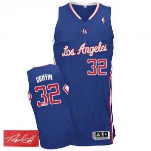 Maillot NBA Los Angeles Clippers #32 Blake Griffin Bleu royal Adidas Authentic Alternate Autographed - Homme