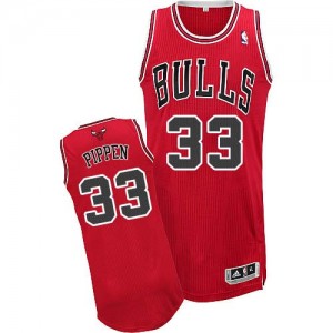 Maillot NBA Chicago Bulls #33 Scottie Pippen Rouge Adidas Authentic Road - Homme