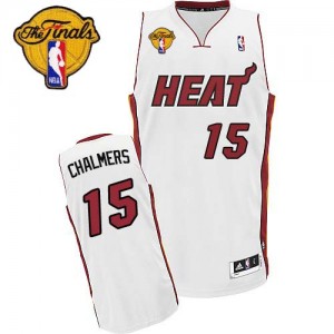 Miami Heat Mario Chalmer #15 Home Finals Patch Swingman Maillot d'équipe de NBA - Blanc pour Enfants