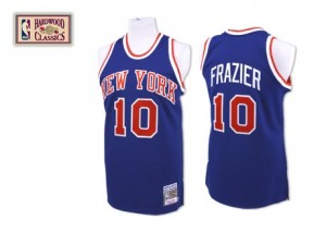 New York Knicks Mitchell and Ness Walt Frazier #10 Throwback Authentic Maillot d'équipe de NBA - Bleu royal pour Homme