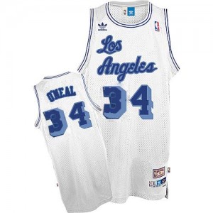 Maillot NBA Los Angeles Lakers #34 Shaquille O'Neal Blanc Nike Swingman Throwback - Homme