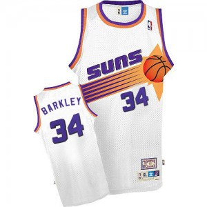Phoenix Suns Mitchell and Ness Charles Barkley #34 Throwback Swingman Maillot d'équipe de NBA - Blanc pour Homme