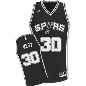 Maillot NBA San Antonio Spurs #30 David West Noir Adidas Swingman Road - Enfants