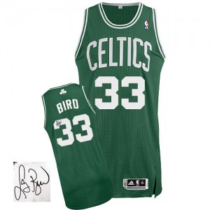 Maillot Adidas Vert (No Blanc) Road Autographed Authentic Boston Celtics - Larry Bird #33 - Homme
