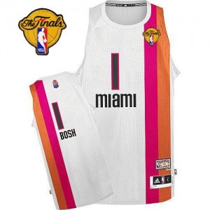 Maillot NBA Blanc Chris Bosh #1 Miami Heat ABA Hardwood Classic Finals Patch Authentic Homme Adidas