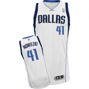 Dallas Mavericks Dirk Nowitzki #41 Home Authentic Maillot d'équipe de NBA - Blanc pour Enfants