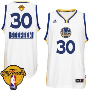 Maillot Adidas Blanc 2014-15 Christmas Day 2015 The Finals Patch Authentic Golden State Warriors - Stephen Curry #30 - Homme