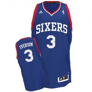 Maillot NBA Philadelphia 76ers #3 Allen Iverson Bleu royal Adidas Swingman Alternate - Enfants