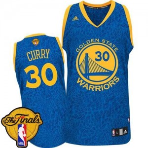 Maillot Authentic Golden State Warriors NBA Crazy Light 2015 The Finals Patch Bleu - #30 Stephen Curry - Homme