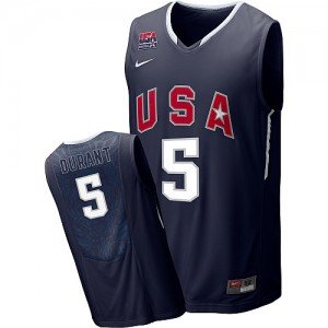 Maillot NBA Team USA #5 Kevin Durant Blanc Nike Authentic 2010 World - Homme