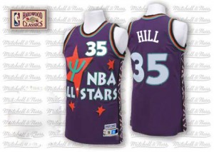 Detroit Pistons Grant Hill #35 Throwback 1995 All Star Authentic Maillot d'équipe de NBA - Violet pour Homme