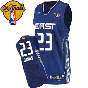 Maillot NBA Cleveland Cavaliers #23 LeBron James Bleu Adidas Swingman 2010 All Star 2015 The Finals Patch - Homme