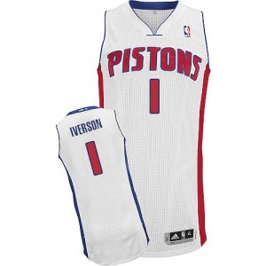 Detroit Pistons #1 Adidas Home Blanc Authentic Maillot d'équipe de NBA prix d'usine en ligne - Allen Iverson pour Homme