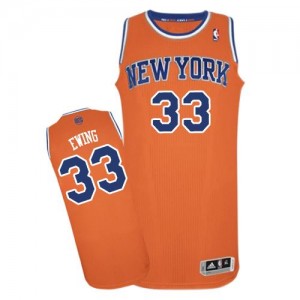Maillot Adidas Orange Alternate Authentic New York Knicks - Patrick Ewing #33 - Homme