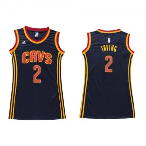 Cleveland Cavaliers Kyrie Irving #2 Dress Authentic Maillot d'équipe de NBA - Bleu marin pour Femme