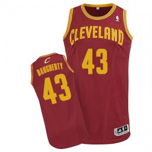 Maillot Adidas Vin Rouge Road Authentic Cleveland Cavaliers - Brad Daugherty #43 - Homme