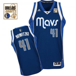Maillot Swingman Dallas Mavericks NBA Alternate Champions Patch Bleu marin - #41 Dirk Nowitzki - Homme
