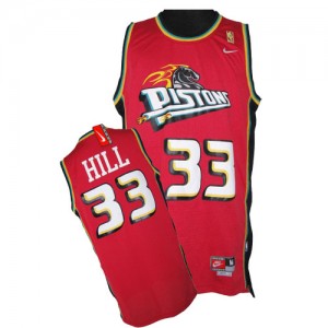 Maillot NBA Detroit Pistons #33 Grant Hill Rouge Nike Authentic Throwback - Homme