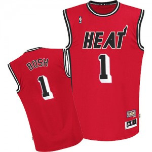 Maillot NBA Rouge Chris Bosh #1 Miami Heat Hardwood Classics Nights Authentic Homme Adidas