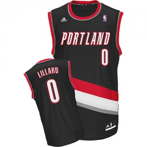 Maillot NBA Portland Trail Blazers #0 Damian Lillard Noir Adidas Swingman Road - Homme