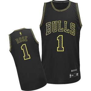 Maillot Authentic Chicago Bulls NBA Electricity Fashion Noir - #1 Derrick Rose - Homme