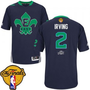 Maillot NBA Cleveland Cavaliers #2 Kyrie Irving Bleu marin Adidas Authentic 2014 All Star 2015 The Finals Patch - Homme