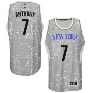 New York Knicks Carmelo Anthony #7 City Light Authentic Maillot d'équipe de NBA - Gris pour Homme